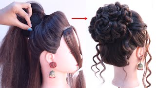 very beautiful messy high bun hairstyle for wedding gown [upl. by Ajed]