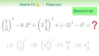 🏋️‍♀️ Mathe Fit 6 💥Potenzen💥 von Brüchen Dezimalzahlen gemischten Zahlen und ganzen Zahlen🤪 [upl. by Toile958]