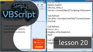 VBScript Basics Part 20  Read Files OpenTextFile [upl. by Lenzi120]