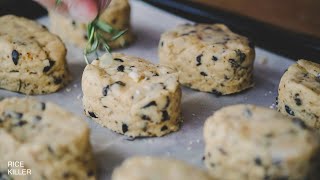 【ASMR】Vegan Rosemary Black Olive Savory Scones  Italian Style Savory Scone Recipe  【Rice Killer】 [upl. by Ynaffets]