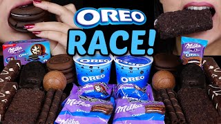 ASMR OREO DESSERT RACE MILKA OREO ALFAJOR OREO BALLS ICE CREAM CAKES WAFER ROLLS SUNDAE 먹방 [upl. by Grodin]