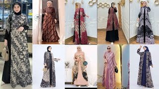 Model Gamis Batik Kombinasi Polos Modern Terbaru 2024 Elegansi dan Keindahan dalam Satu Gaya [upl. by Ahsekyt]