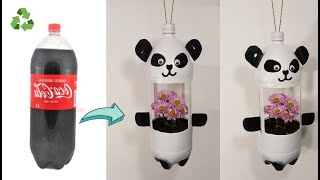 con BOTELLA DE PLASTICO RECICLADA MACETA PANDA increible manualidad de reciclaje [upl. by Htesil]