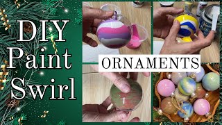 DIY Swirl Paint Ornaments  Mesmerizing Christmas Decor [upl. by Artined872]