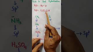 Trick to find hybridisation  hybridization in easy way  NEET iit jee shorts [upl. by Eilraep]