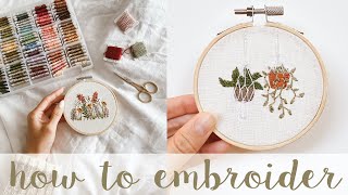 EMBROIDERY 101  How to embroider for beginners  What you need to start  step by step tutorial [upl. by Inalan]