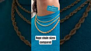 comparison 4mm 18” 5mm 20” and 6mm 22” rope chains Like amp subscribe for more ropechain jewelry [upl. by Ennobe]