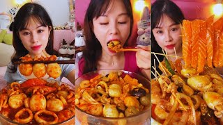 ASMR MUKBANG spicy seafood hot rice and baby octopus  most satisfying  hungry mukbang [upl. by Birmingham]