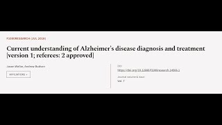 Current understanding of Alzheimer’s disease diagnosis and treatment version 1 refe  RTCLTV [upl. by Rhyne846]