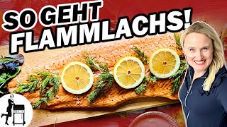 Flammlachs Rezept  Lachs am offenen Feuer zubereiten  Die Frau am Grill [upl. by Yehc]