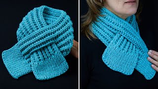 Knitted snoodscarf easily and simply  for beginners [upl. by Awjan904]