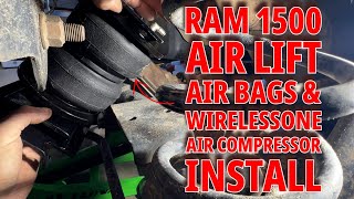 Ram 1500 Air Lift Air Bags amp Wireless Onboard Compressor Install HowTo [upl. by Rihsab]