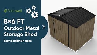 Patiowell Storage Shed  8 x 6 FT Assembly [upl. by Tate]