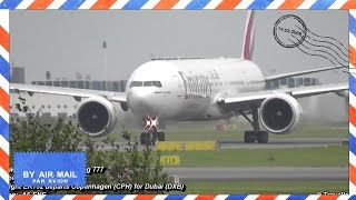 Plane Spotting at Copenhagen Airport  Takeoff of Emirates Boeing 777300  Flyvergrillen [upl. by Warrick]