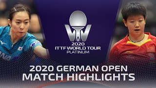 Ishikawa Kasumi vs Sun Yingsha  2020 ITTF German Open Highlights R16 [upl. by Ahseele904]