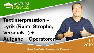 Textinterpretation – Lyrik  Aufgabe  Operatoren  Zentralmatura Deutsch September 2019 24 [upl. by Maxma735]