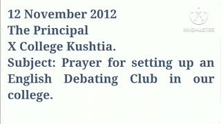 Application to the Principal of your college requesting to set up an English Debating Club [upl. by Lucas254]