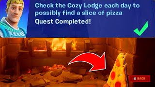 Day 11 Check the Cozy Lodge each day to possibly find a slice of pizza  Winterfest Quests Fortnite [upl. by Einnus]