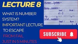 What is number systemLecture 8What is total number system For DLD and AICT [upl. by Amalle]