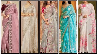 New Saree Designs 2024  Chiffon Party Wear Saree  Indian Saree Designs [upl. by Alrahc]