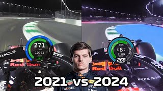 Verstappen Jeddah 2024 vs His Unfinished Mega 2021 Q3 Lap [upl. by Saunder]