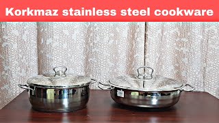 Korkmaz stainless steel cookware set  Unboxing and review  Best of 2020 [upl. by Rintoul]