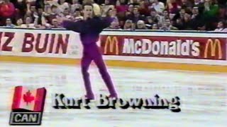 ⛸ 🇨🇦TV Kurt Brownings winning Free Skate at home 1990 World Figure Skating Gaite Parisienne [upl. by Naihr]