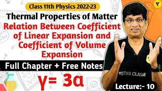 Relation between Coefficient of Linear Expansion and Coefficient of Volume Expansion Class 11 Physi [upl. by Granthem]