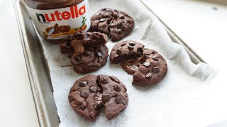 Nutellastuffed Double Chocolate Cookies [upl. by Ahsimin]