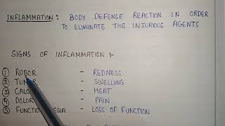 Inflammation  signs of inflammation  pathophysiology 2 semester B Pharma [upl. by Leber]