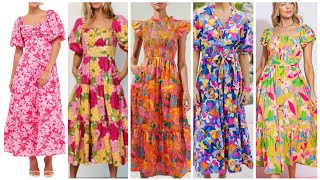 Maravillosos y hermosos nuevos vestidos largos estampados ideas de diseños para damas [upl. by Elburt462]