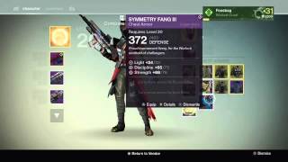 Destiny Cryptarch Level Up Reward  Symmetry Fang III Legendary Chest Armor [upl. by Vivi]