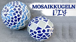 💎 DIY – Mosaikkugel  Mosaik auf Styropor kleben  Deko Kugel [upl. by Ri]