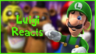 Luigi reacts to SMG4 Mario plays FNAF [upl. by Hettie50]