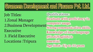 Job Recruitment inTripuraGrameen DevelopmentampFinance PvtLtdShortGuide123youtube [upl. by Neilla]