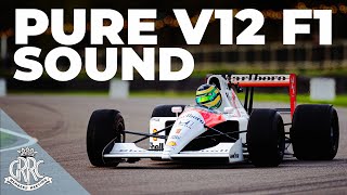 PURE SOUND  Ayrton Sennas V12 McLaren Mp46 F1 championship winner screams round Goodwood  78MM [upl. by Neirol724]