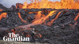 Volcano erupts near Icelands capital in seismic hot spot [upl. by Salem]