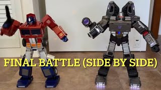 Robosen Transformers MiniTheater Megatron Vs Optimus Prime Final Battle Front Side By Side View [upl. by Phedra]