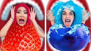 RED VS BLUE CHALLENGE FOR 24 HOURS EATING ONLY 1 COLOR SNACKS AND CANDY BY CRAFTY HACKS [upl. by Noland]