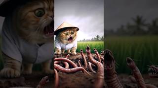 Hellworms Attacked Cat Field and People 👾🙀 cat catlover viralshorts [upl. by Enicar]