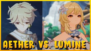 Difference Between Aether and Lumine in 40 seconds Genshin Impact [upl. by Sumahs88]