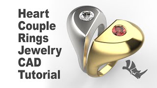 Half Heart Signet Ring Jewelry CAD Design Tutorial 3D Modeling with Rhino 3D 351 [upl. by Adneram]