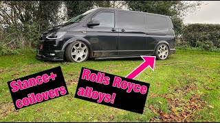 VW T6 Camper Conversion Ep7  Fitting Stance coilovers and Rolls Royce alloys [upl. by Brigham]