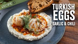 Dreamy Turkish Garlic amp Chili Eggs  Easy Breakfast [upl. by Naujyt]