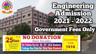 Priyadarshini Engineering College  Admission 2021  No Donation Government Fees Only [upl. by Fax62]