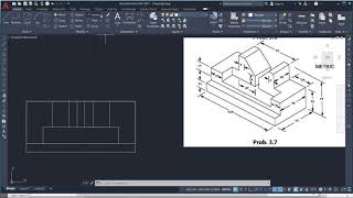 AutoCAD Orthographic Projection Example 2 Multi View Drawing [upl. by Branca]