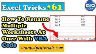 How To Rename Multiple Worksheets At Once With VBA Code In Excel  Excel Tricks  Rename Sheets [upl. by Alram]