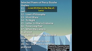 Selected Poems of Percy Bysshe Shelley  Lines Written in the Bay of Lerici Loves Philosophy [upl. by Ethyl]