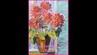 How I Paint Geraniums on a WIndow Sill March 2020 [upl. by Lek]