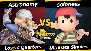 UWaterloo SSBU S24w6 Losers Quarters  Astronomy Sheik vs soloness Ness [upl. by Seligmann]